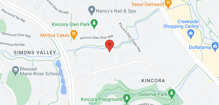map of 83 Kincora Grove NW